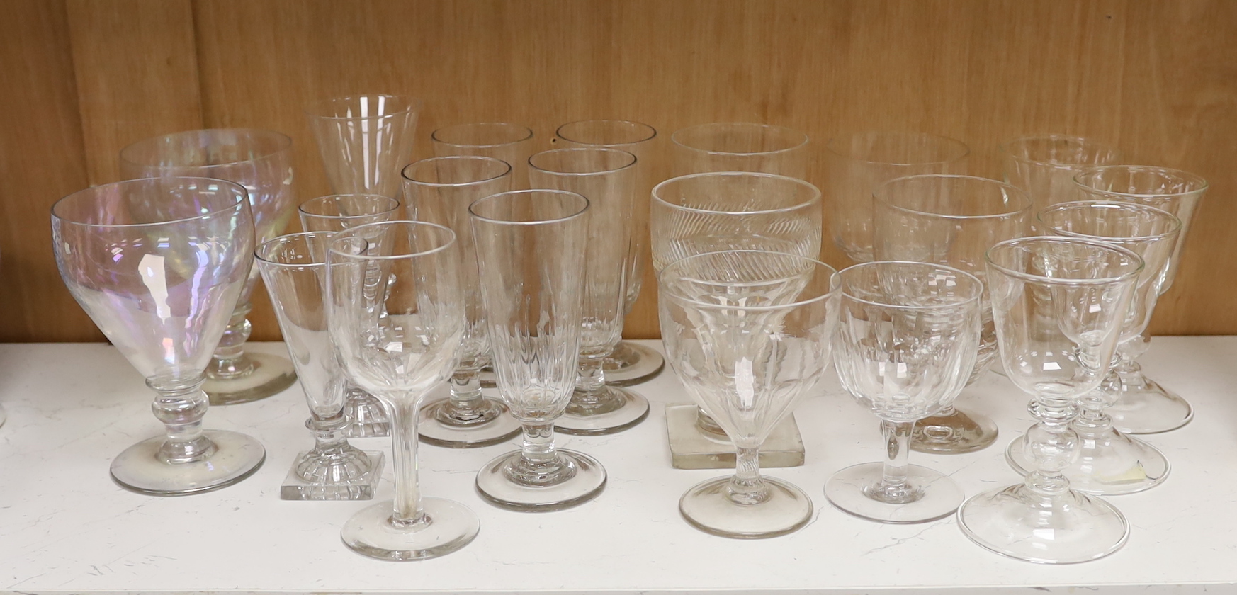 A group of 19th and 20th century glass rummers and other glasses